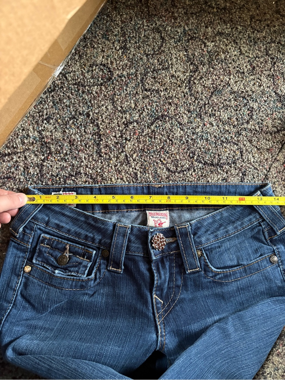 True Religion Jeans Blingy buttons amber rhinestones Y2K - Picture 2 of 13